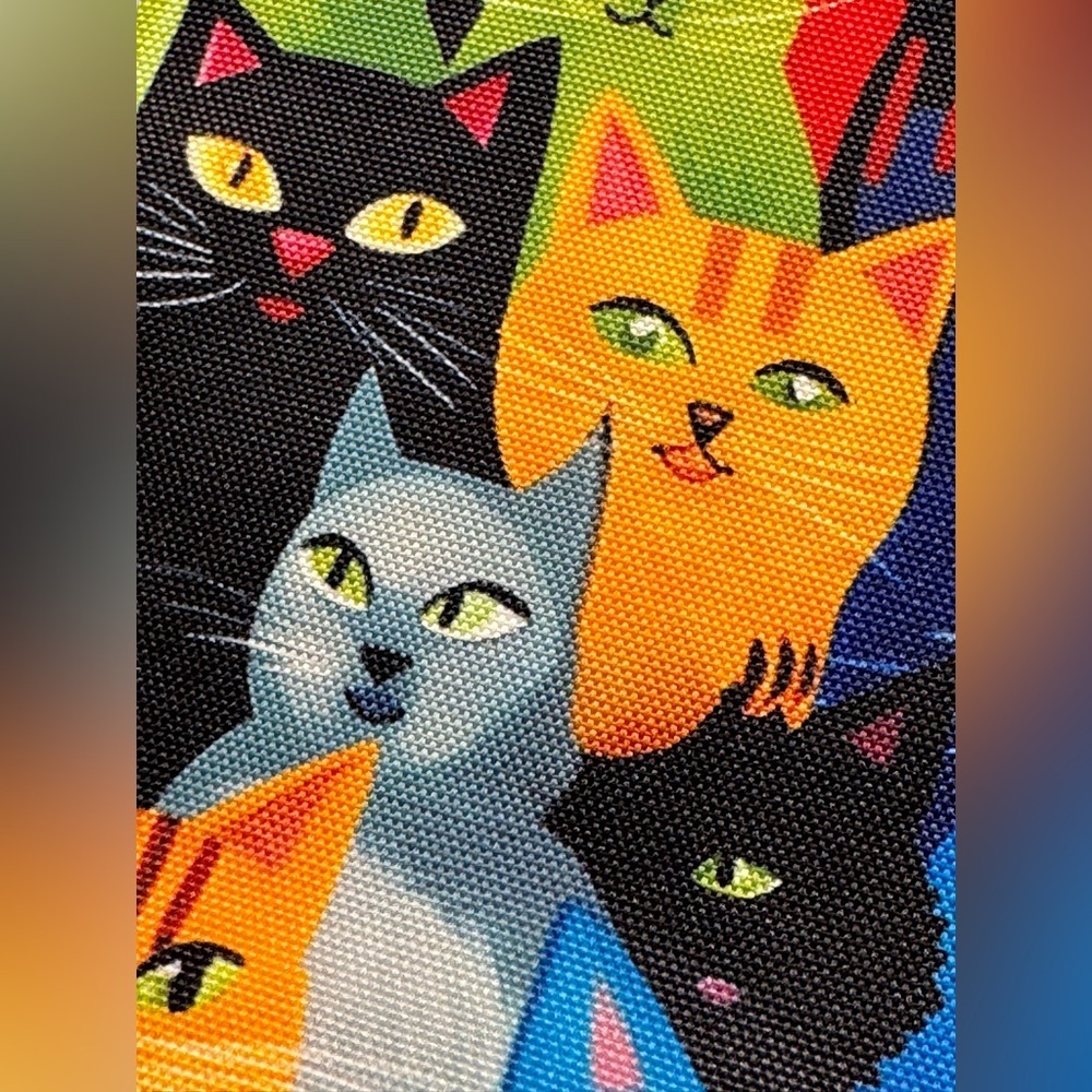 New Colorful Cats Makeup Tech Pencil Zippered Pouch Bag w/ Cat Charm - 9” - Picture 4 of 7